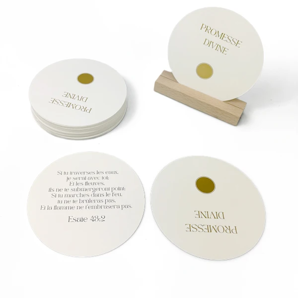 wholesale High Quality Paper custom Shape special round positive messages cards printing affirmation cards in German