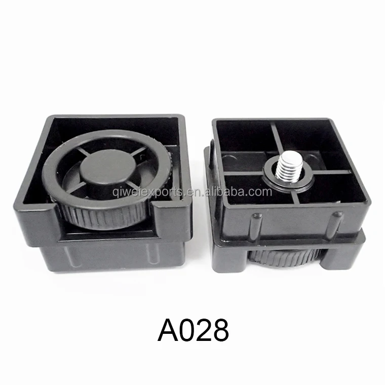 50x50mm square tube with adjustable screw ABS plastic chair table feet Adjustable Leveling Feet M8 screw adjustable