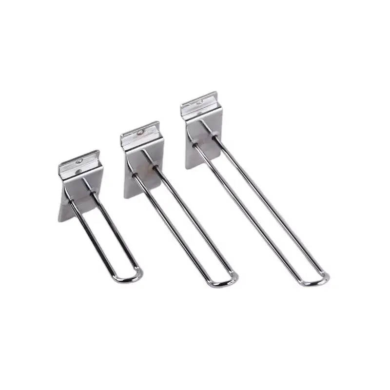In Stock Double Wire U-shaped Hook Metal Chrome Slatwall Display Hook