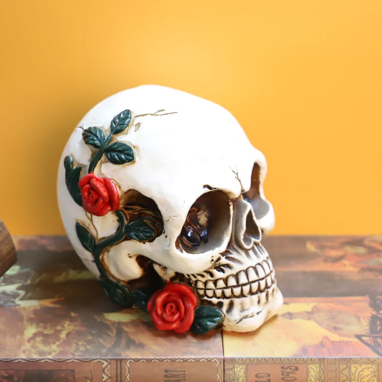 Halloween Decoration Supplies Human Skull Head Statue Ghost Resin Crafts Skeleton Head Skull Sculpture Halloween Home Decor