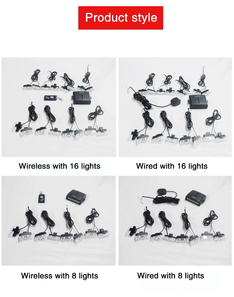 Car mid-grid flashing lights led high-power wireless one-to-eight ultra-bright clearing warning lights modified decorative light