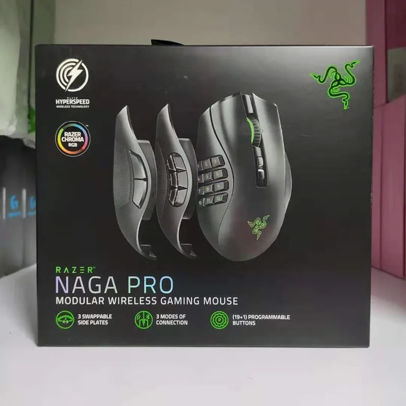 Razer Naga Pro NAGA 20000 dpi 2.4GHz wireless BT gaming mouse with replaceable side buttons