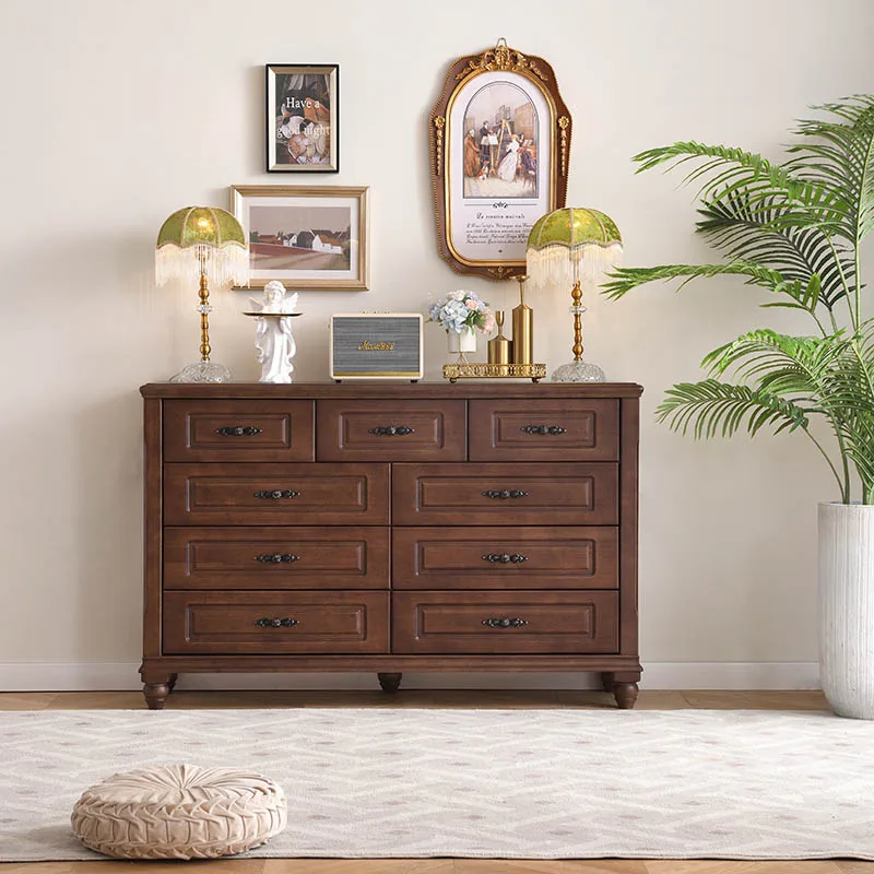Luxury high quality walnut mahogany oak ash rubber teak solid wood bedroom furniture 5 drawers 7 drawers 9 drawers chests