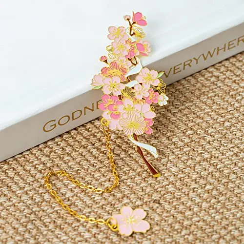 Custom Metal Flower Brass 3D Bookmarks Unique Fancy Sakura Book Marks Cute Page Marker Gifts for Book Lovers Reader