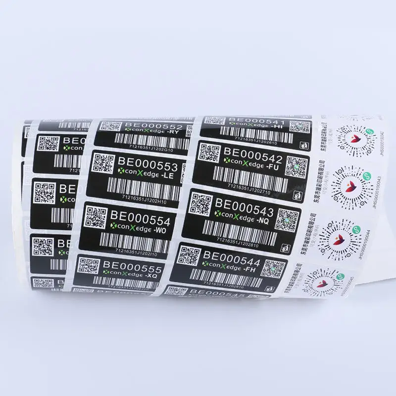 Custom waterproof Trackable Qr Code Security Sticker Variable running serial number barcode QR code packaging label sticker