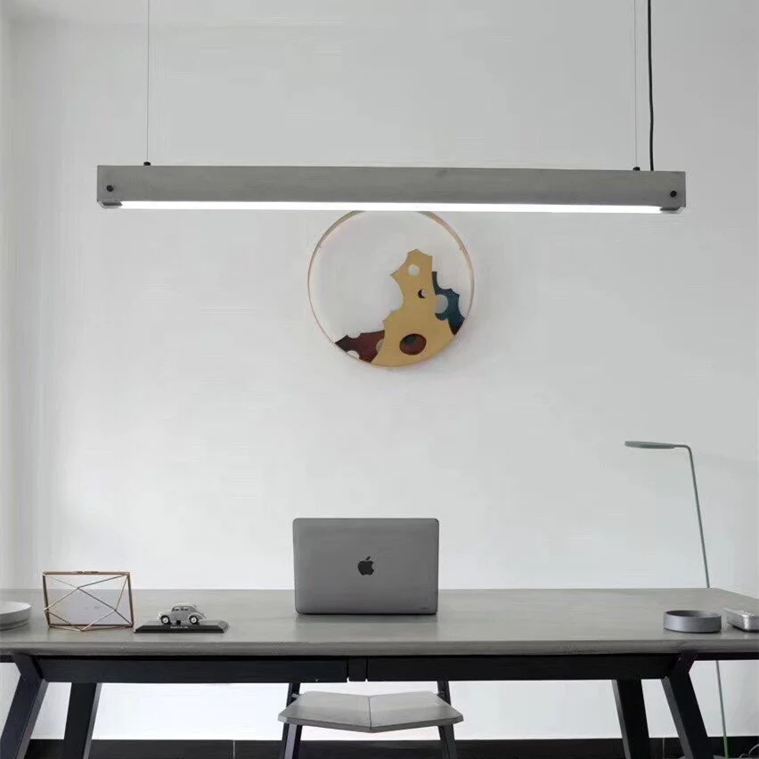 Bentu Yi modern long ceiling mounted cement concrete led pendant light chandelier for commercial office energy saving