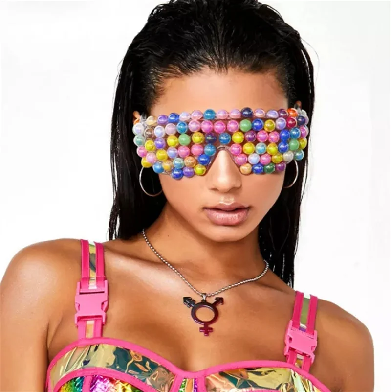New Colorful Beautiful Party Vintage Handmade Rhinestone Pearl Sunglasses
