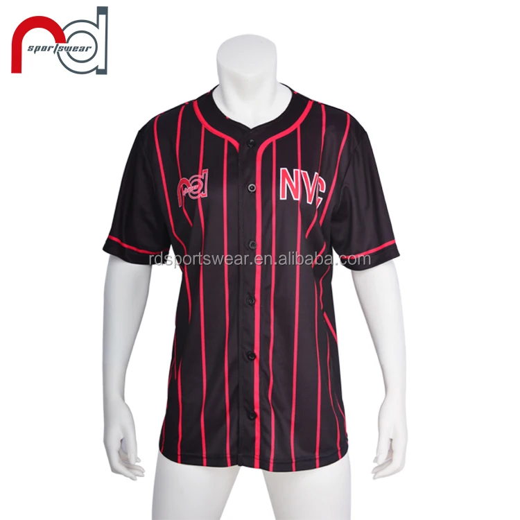 Popular custom black and red striped baseball jersey shirts wholesale training baseball uniform shirt