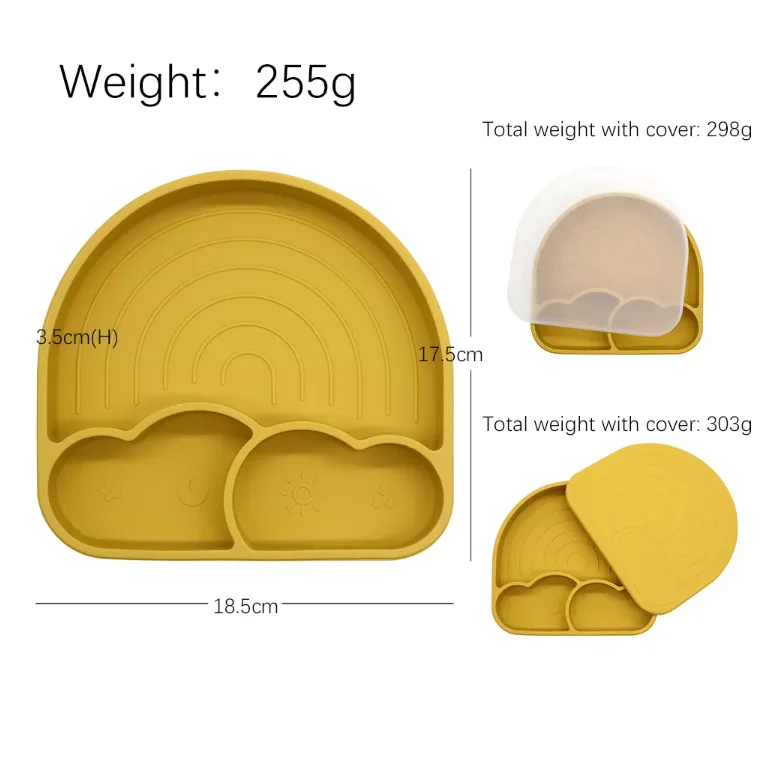 Food Grade BPA Free Divided Kids Feeding Set Baby Silicone Suction Plate