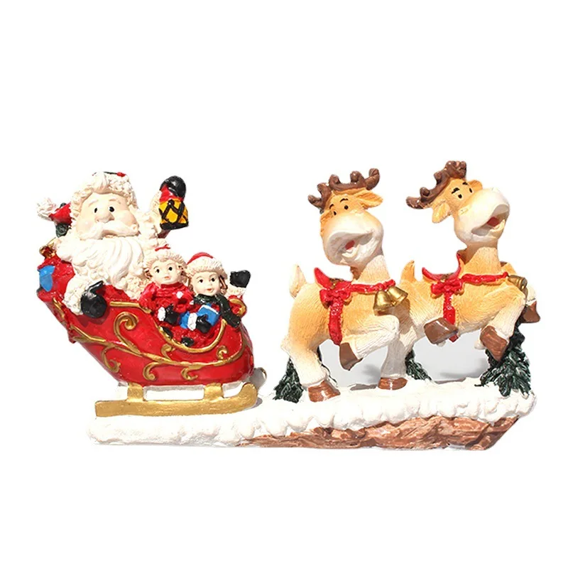 New Christmas decorations resin crafts window home decoration cartoon elk Santa Claus sleigh car