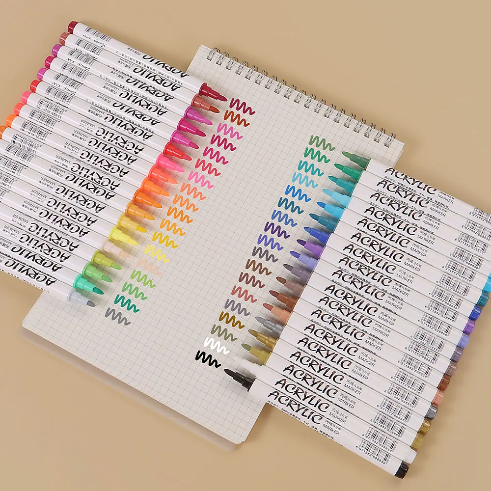 12 Colors Acrylic Paint Pens Set Coloring Pens DIY Art Rock Marker