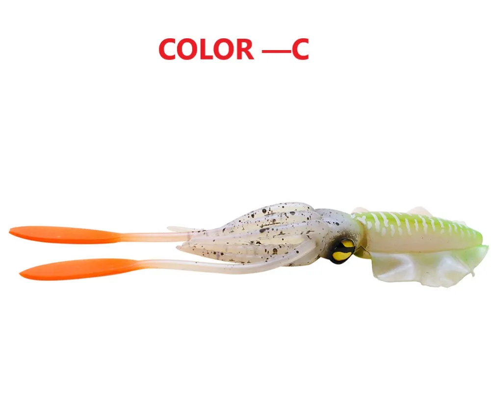 15cm Fishing Lure Octopus Squid 3D Eyes Luminous for Sea Artificial Bionics Soft Wobbler Swimming Bait