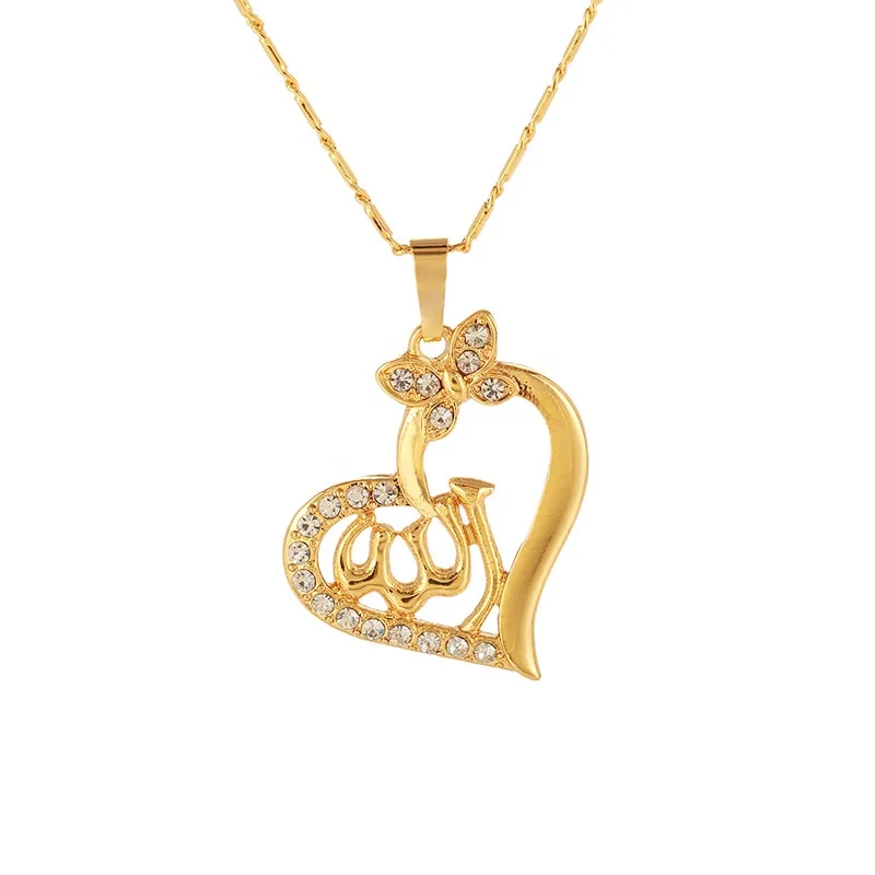 Heart-shaped Allah Pendant Women Muslim Necklace