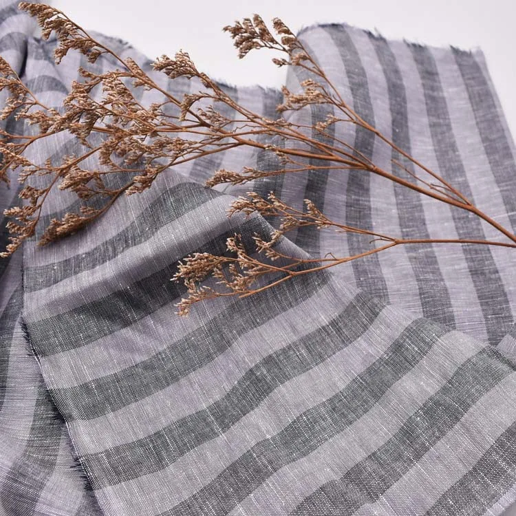 Factory supply custom light weight 37% tencel 63% linen fabrics stripe dress raw material tencel linen blend fabric for shirts