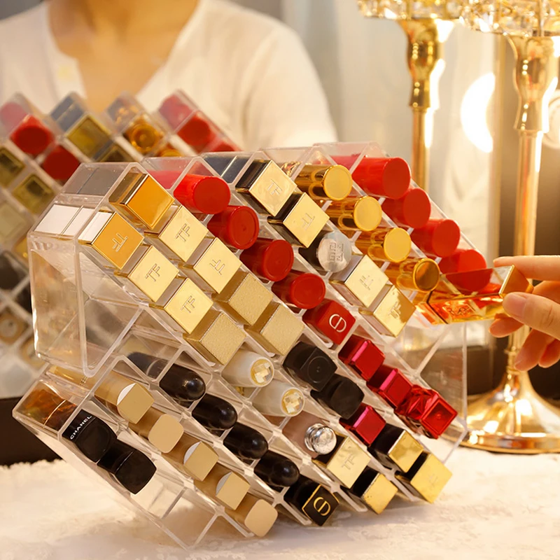 28 Grids Acrylic Lipstick Stand Holder Clear Makeup Organizer Storage Box Cosmetic Box Display Stand Make Up Organizer