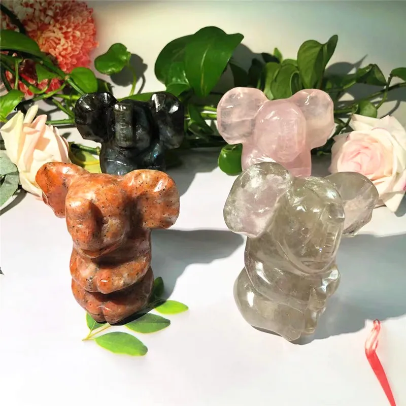 Wholesale natural quartz elephant crystals healing stones for wicca fengshui decoration