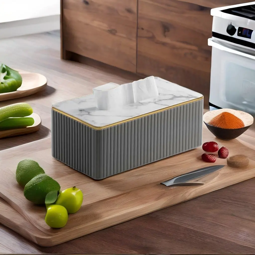 MAVOBO New Arrival Luxury Kitchen Bathroom Office Home Decor Black Leather Tissue Holder