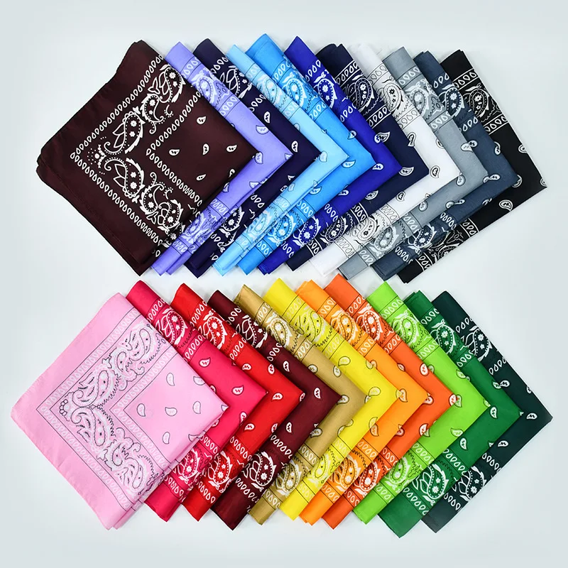 High Quality Double Sided Printed Paisley Bandana Square Cotton Custom Bandana Scarf in stock
