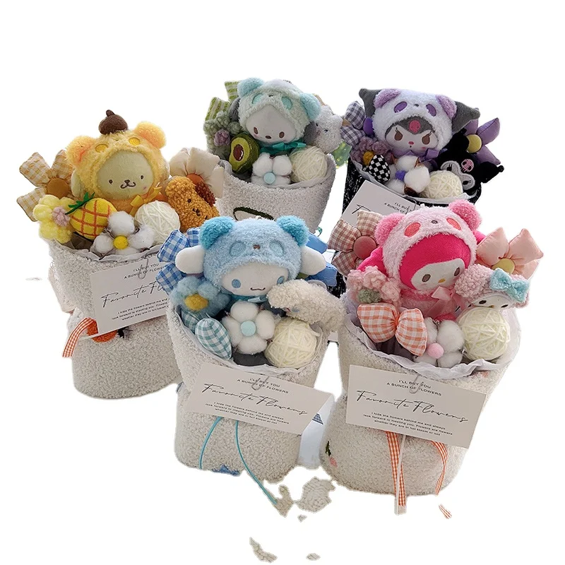 Мультяшный фаршированный кулоном Cinnamoroll букет цветов для влюбленных Валентина цветок мягкая кукла Рождественский плюшевый мишка плюшевые игрушки подарки