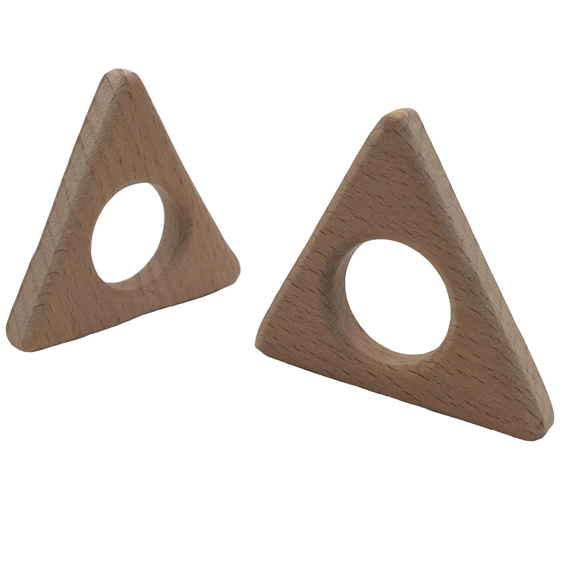 2024 Baby Animal Natural Beech Teething Wooden Beads Toy Baby Teether Gift Rattle Diy Accessories Wood Triangle Crafts