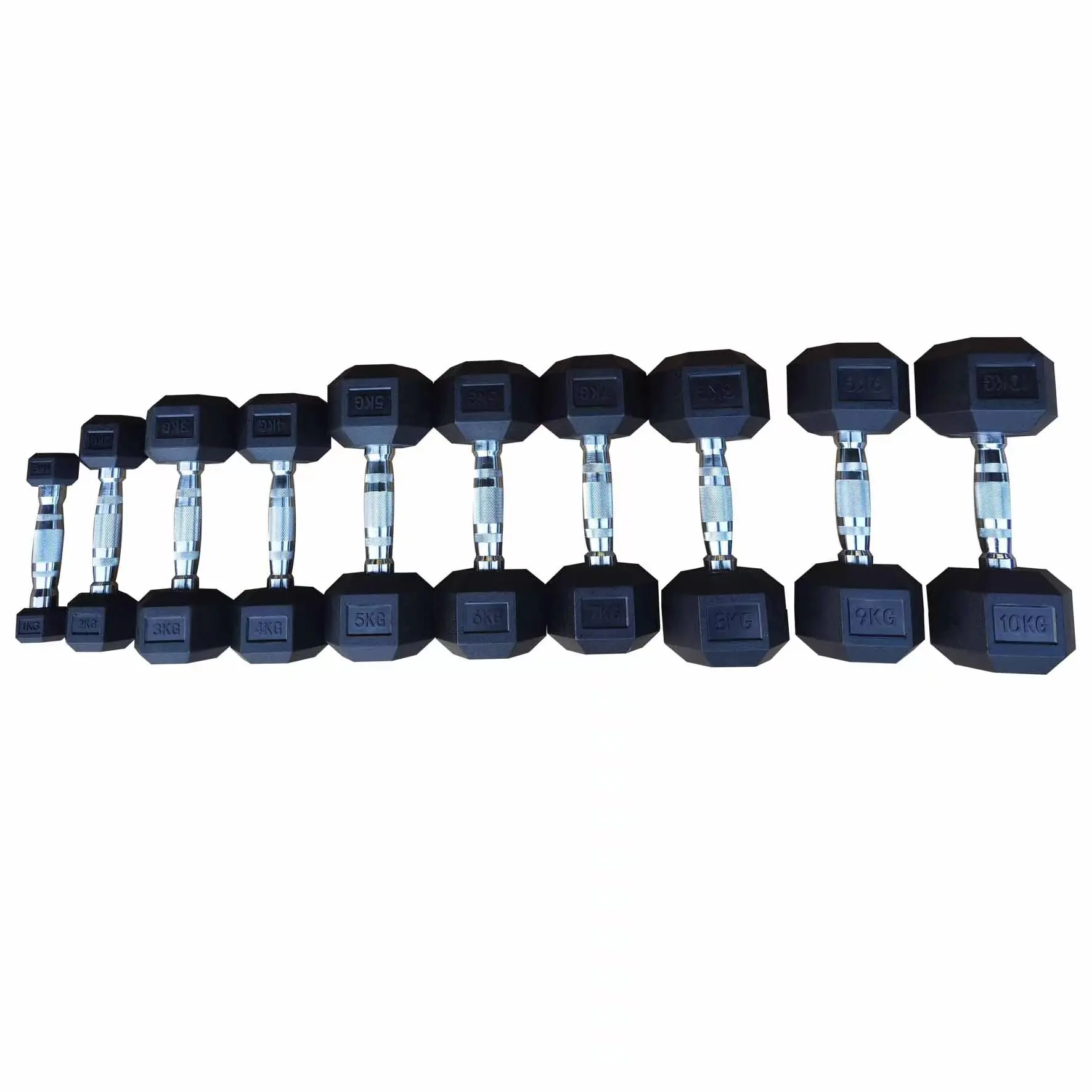 Wholesale in stock china black hex dumbbells set 10 kg to 20 kg
