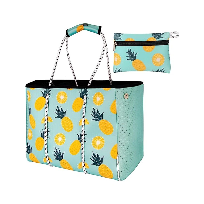Wholesale summer multipurpose fashion perforated neoprene tote beach bag for Women Travel Gym Pool package