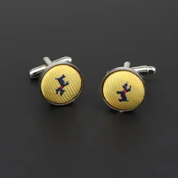 Classic Fashion Dots Solid Polyester Check Design Cufflink For Mens Brand Cuff Buttons Cuff Links High Quality Jewelry