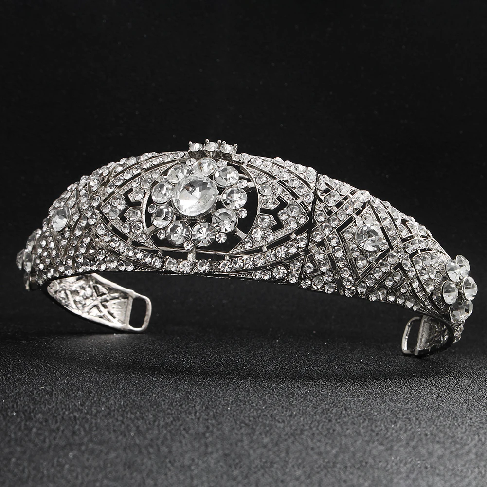 Wholesale Retro Wedding Bridal Hair Accessories Metal Full Rhinestones Girls Tiara Crown For Children And Adult