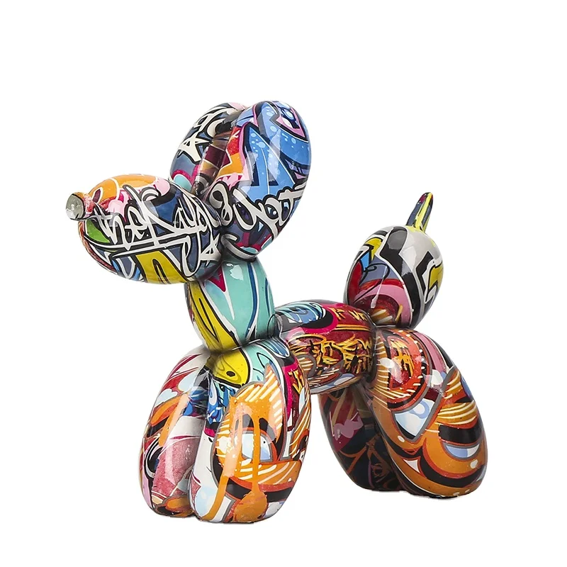 Hot sale abstract Jeff Koons balloon dog resin sculptures for interior decor colorful funny dogs polyresin figurines art crafts