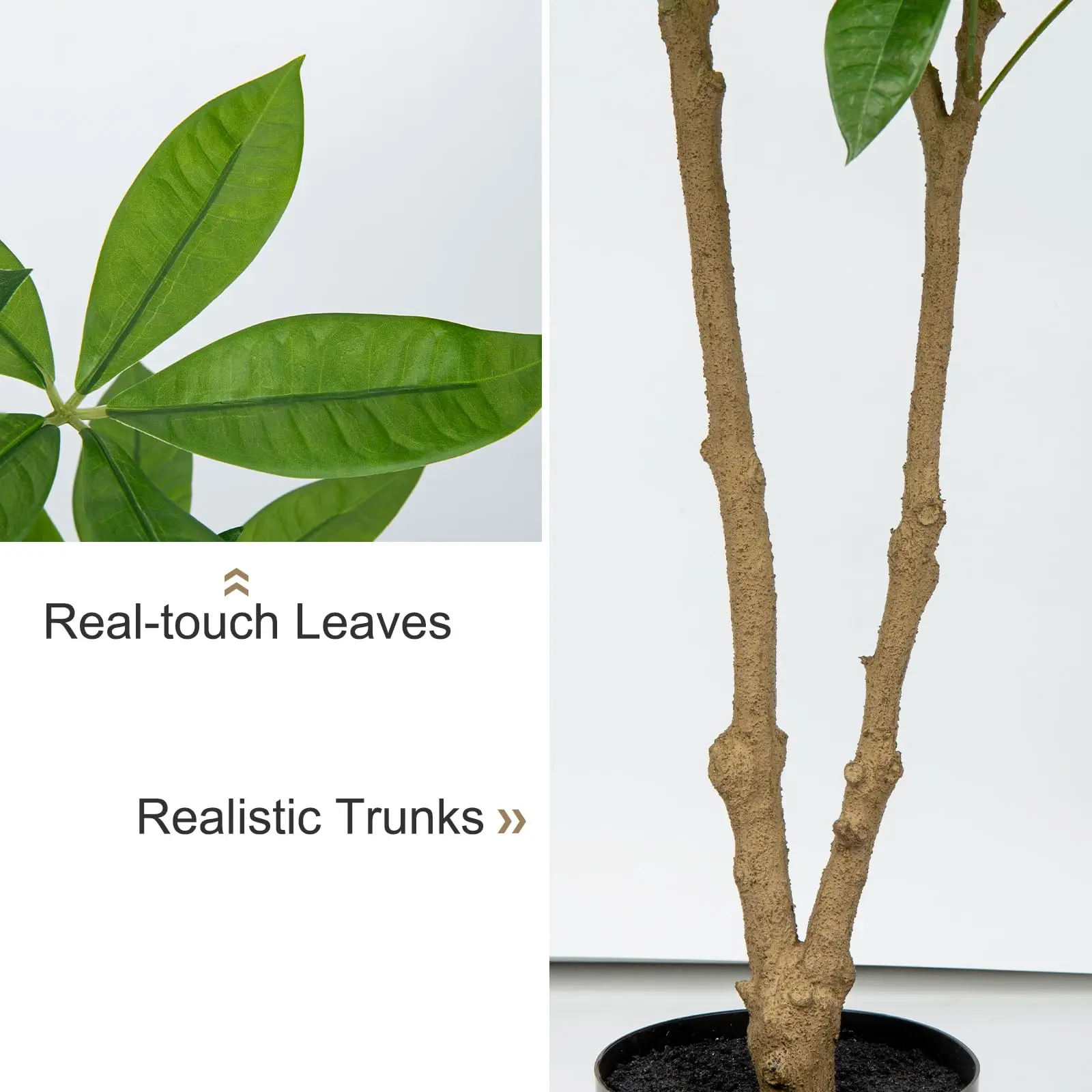 Fengshui Fake Money Tree Indoor Faux Potted Plants Artificial Pachira Tree Good Luck Gift Fortune for Home Office Decor