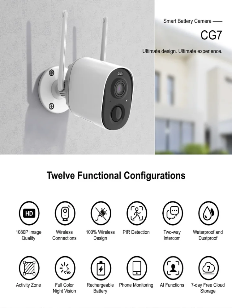 Outdoor Low Power Wifi Wireless Surveillance Camera Smart Two-way Audio Battery Powered IP Camera