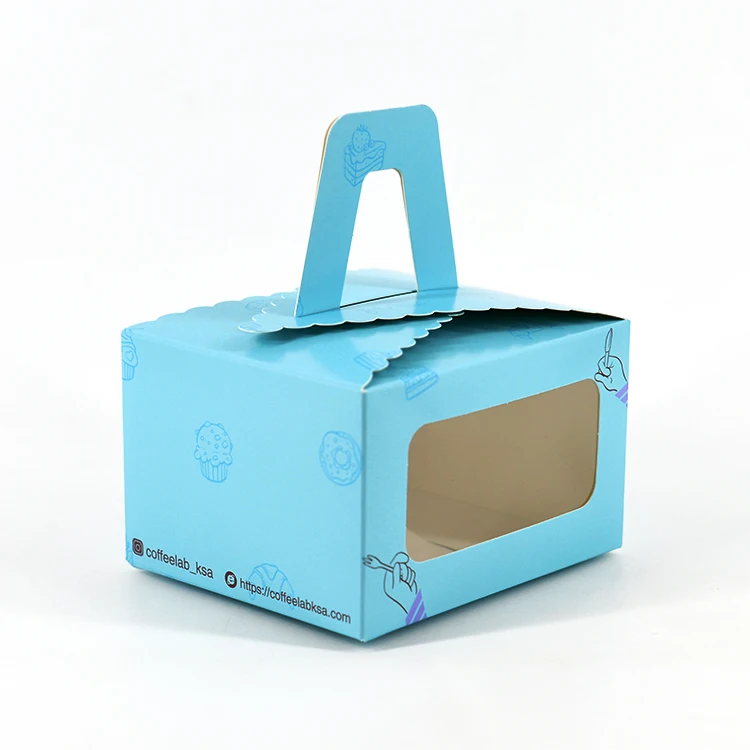 Custom Foldable Gift Box With Handle Food Cookie Box Packaging Bakery Cake Small Candy Donut Gable Food Packaging Boxes
