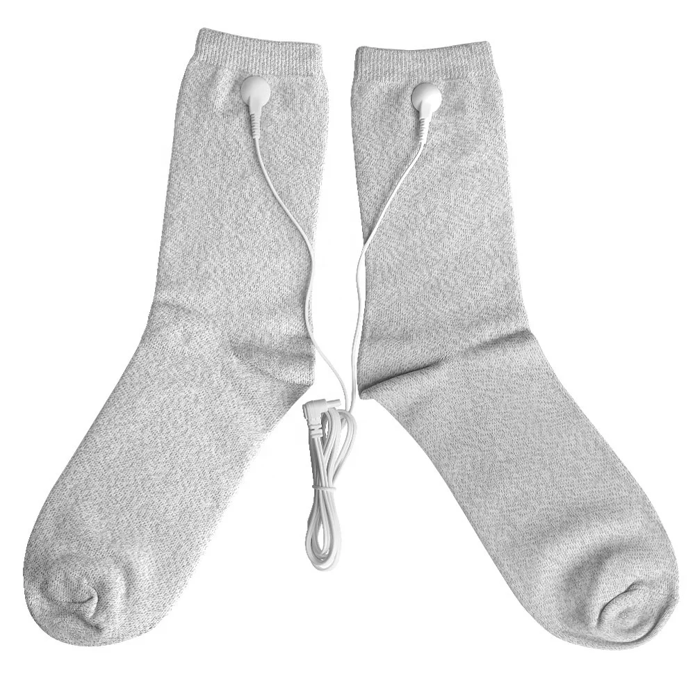 KM407 Hot sell washable TENS silvery fiber socks reusable conductive fabric electrodes relieve food pain electric stimulator