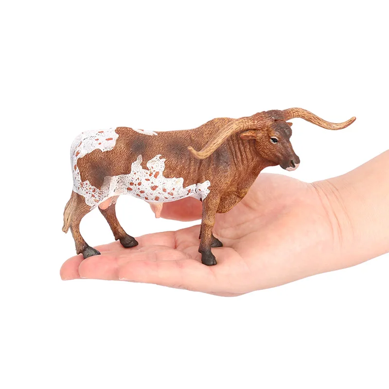 Wholesale Solid PVC Simulation Statue Model Animal Figures Texas Longhorn Cow Toys Figures Animal Figurines Toys