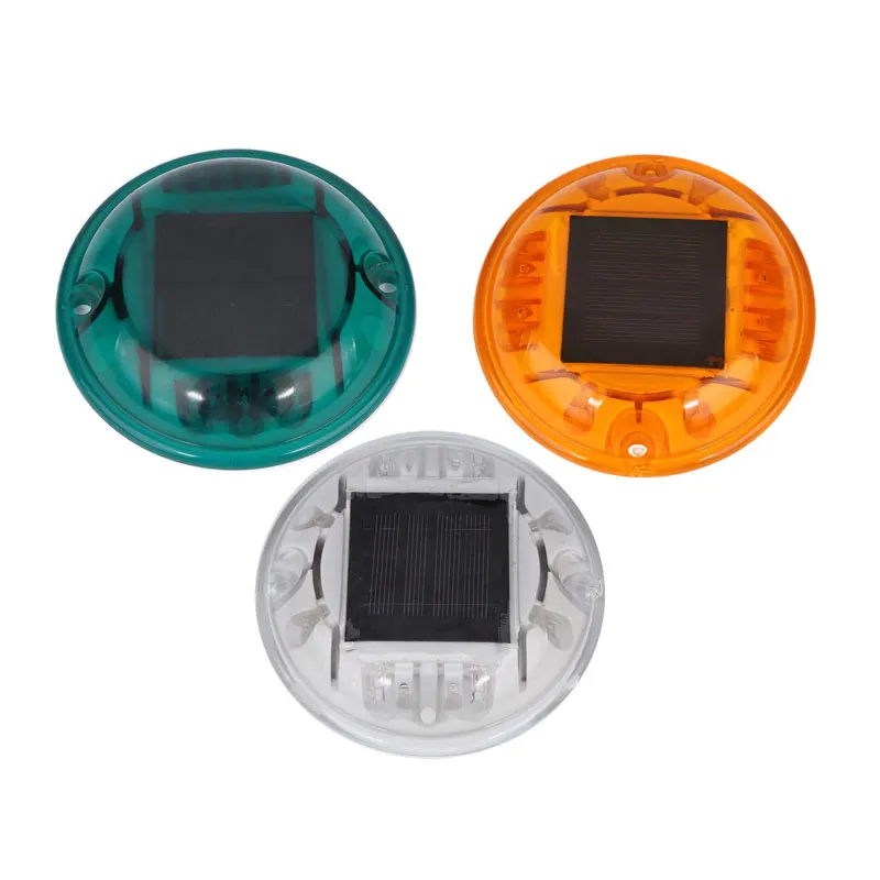 8 LEDs PC Material Housing Traffic Warning High Pressure Resistance Shell Round Pavement Marker Light Flashing Solar Road Stud