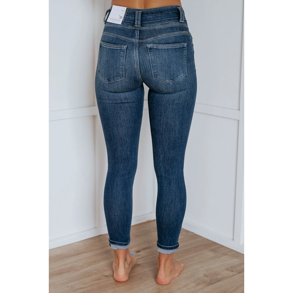 Cotton polyester super stretch 10.3oz blue black denim fabric stock lot