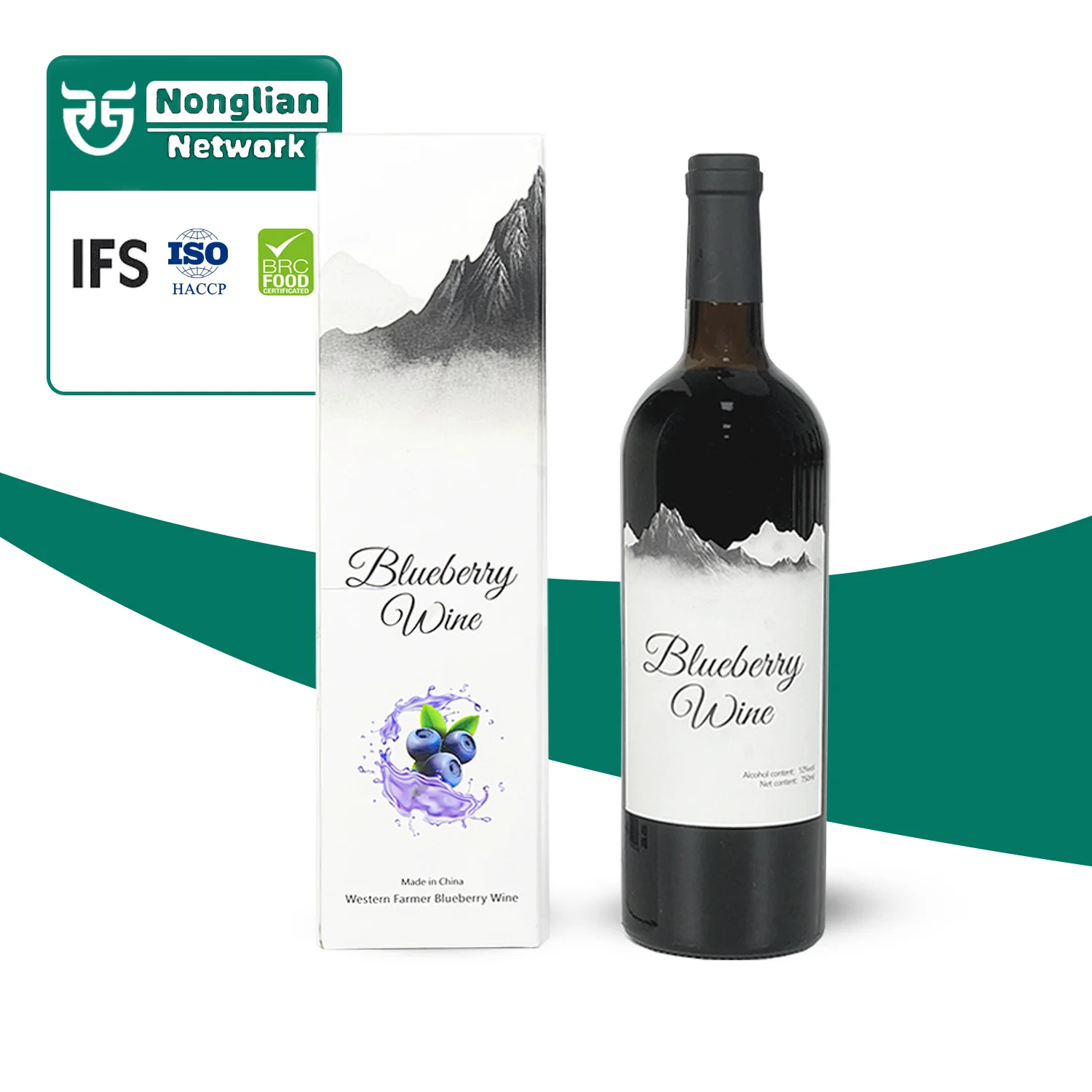 750ml *6 bottle Good Taste Blueberry Wine Sweet Fruit Wine Made In China Whisky