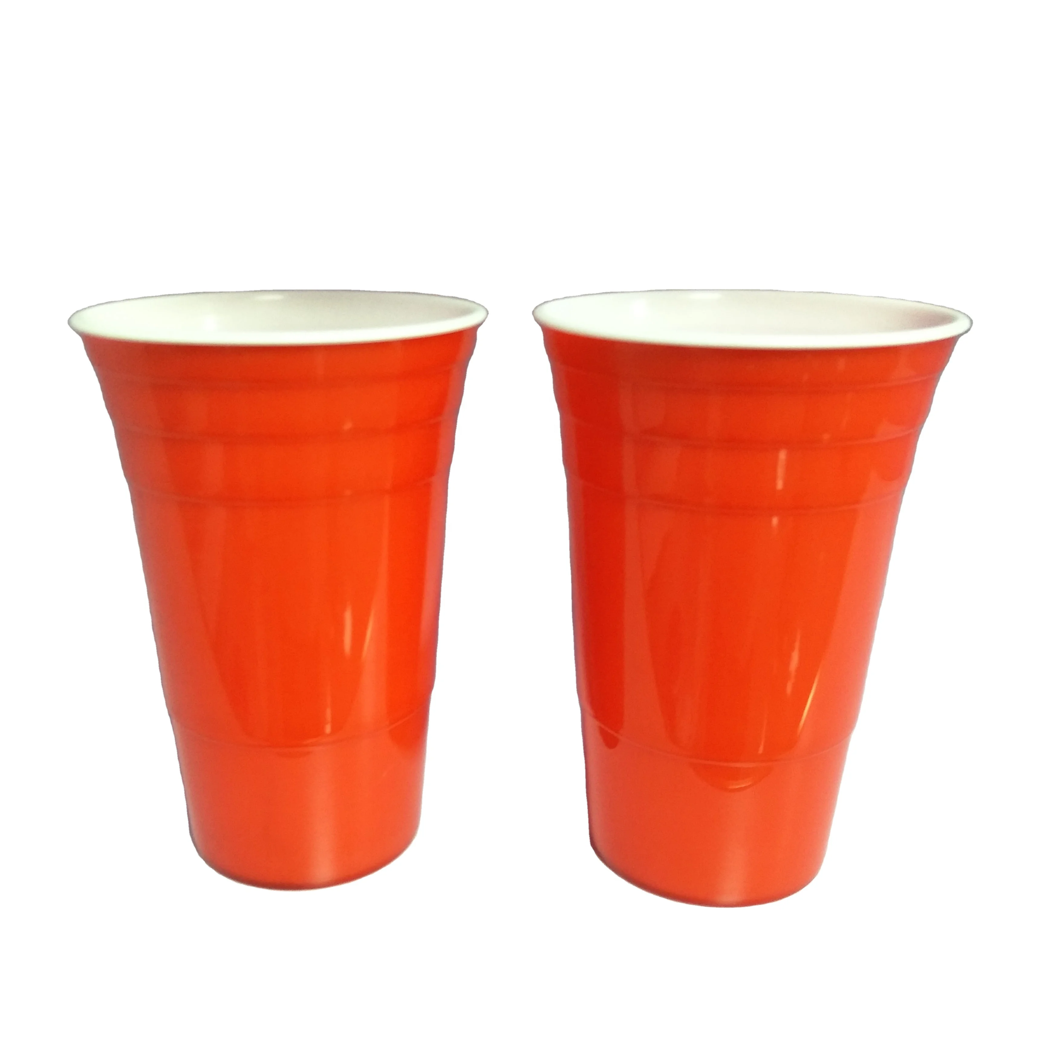 Party BBQ Camping Dinner House Deck Party Double Wall 32 Oz Cups Reusable Red Plastic Party Cups