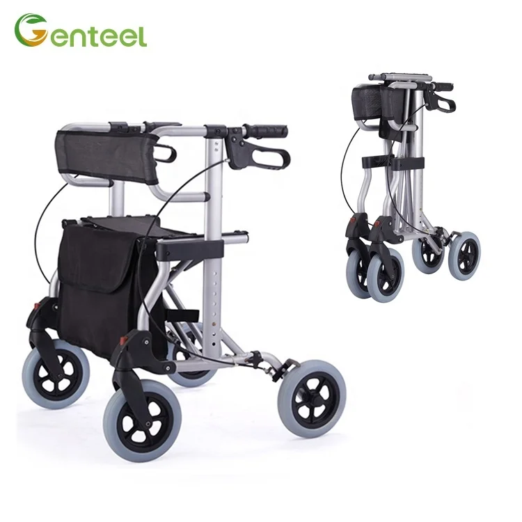 Folding Heavy Duty Rollator Walker Quick Release Rollator Aluminum Stand Up Rollator With Four 8' Wheels For Handicapped