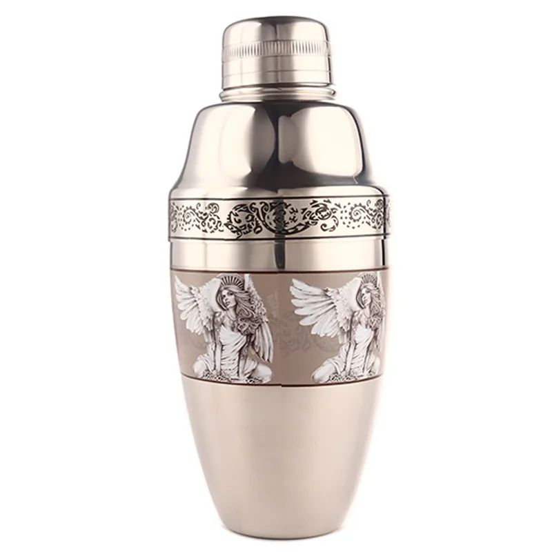 Retro Pattern 500 700 550ml Silver Color 18/10 Stainless Steel 304# Boston Cocktail Shaker