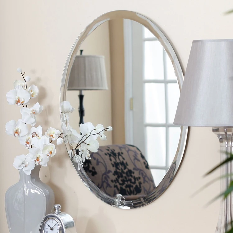 Oval Frameless Bathroom Mirrors/Decoration Designs Frameless Mirror Mounting Hardware
