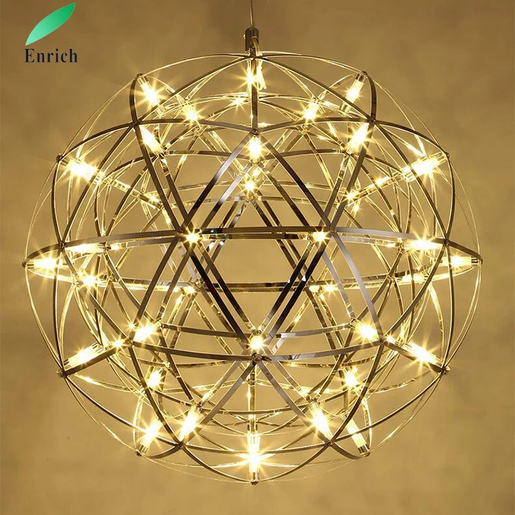 Hotel lobby Stainless Steel Spark Ball LED Pendant Light Firework Ball decorative lighting