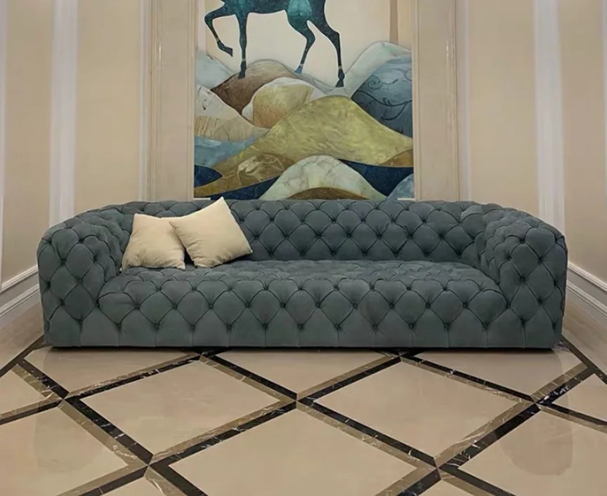 
Синий современный классический диван, диван chesterfield, бархатный диван chesterfield для гостиной и дома 