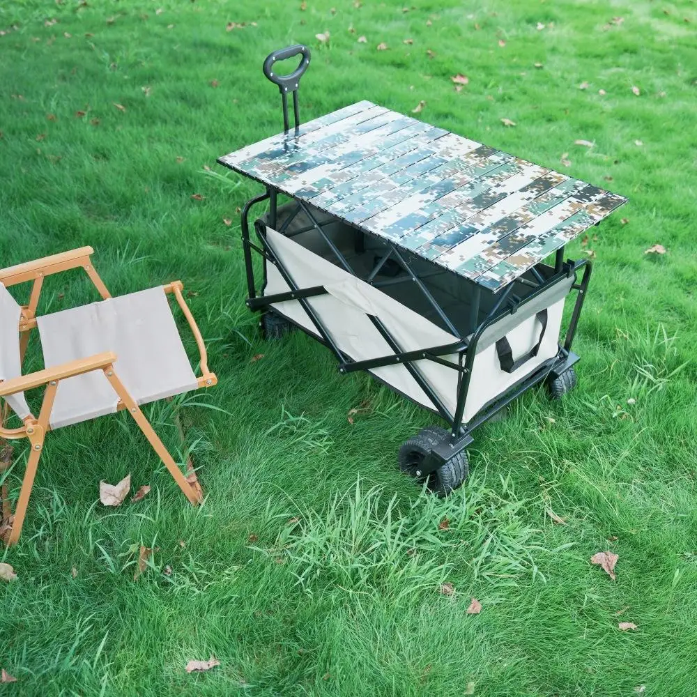 Source Factory Collapsible Garden Camping Wagon Cart Trolley Stainless Steel Outdoor Camping Carts