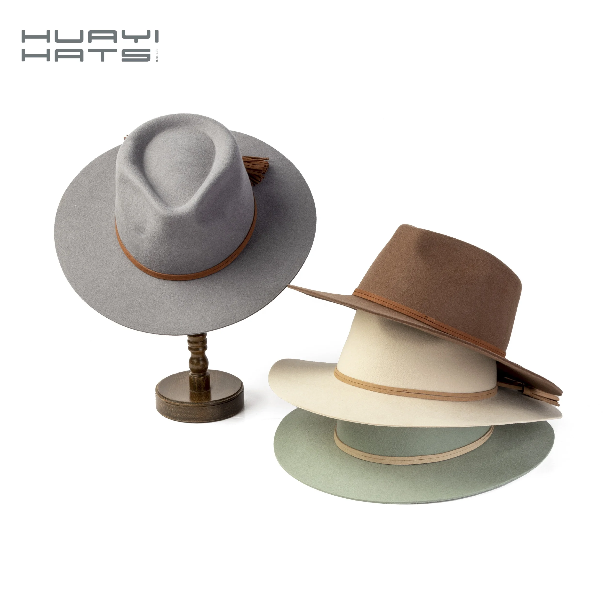 Зима 100% шерсть ткань hatbands фиолетовый цвет с эффектом потертости шляпа широкими полями для женщин фетровая шляпка шерстяная перьями