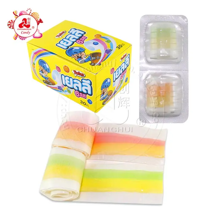 2pcs in 1 fruit Flavors soft gummy roll gummy candy in tablet