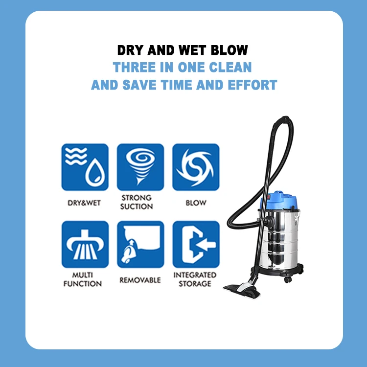 High quality commercial dry and wet blowing three-effect vacuum cleaner with Professional Accessory Set