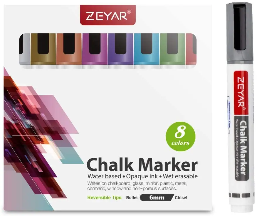 Customization  Liquid Chalk Markers Metallic Color Reversible Bullet And Chisel Tip, dry erase