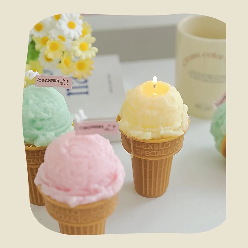 AIKUN New Arrival Refined Paraffin Wax Soy Wax Scented Candles Ice Cream Shape Candles For Summer Gifts