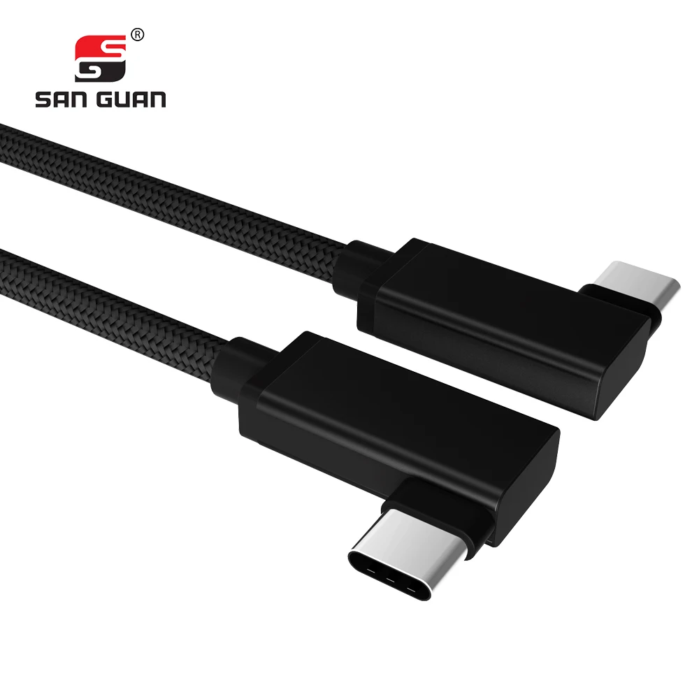 China wholesale usb3.1 gen2  type c cable 1m 2m 90 degree usb cable E-mark chip L side PD100W Usb data cable